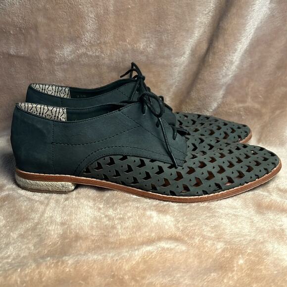 Matt Bernson Gimlet Chevron‎ Perforated Leather Jute Lace-up Grey Oxfords Sz 9.5 - Picture 1 of 8